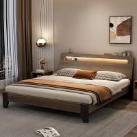 符象木床现代简约1.5榻榻米双人床主卧1.8出租房用单人床架