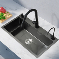 符象洗菜盆厨房水槽纳米304不锈钢多功能家用洗碗池手工大单槽台下盆