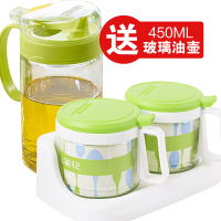 茶花调料盒油壶调料罐子组合套装厨房家用玻璃盐罐调味瓶罐调味罐2组调味罐送油壶