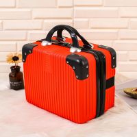 行李箱女陪嫁旅行手提箱14寸复古迷你化妆箱结婚小箱子化妆包登机|喜庆红[复古-2021款] 16寸[豪华带密码锁]