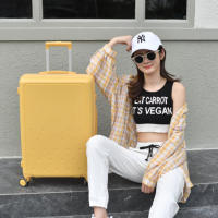 网红女学生行李箱拉链箱结实拉杆箱万向轮密码箱20寸登机箱旅行箱|柠檬黄[时尚款] 26寸[先收藏宝贝送88元大礼包]