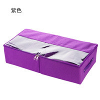 收纳箱透气大容量拖鞋子鞋袋可组合加厚布艺鞋盒储物鞋盒床底靴子|紫色 61*31*14.5cm