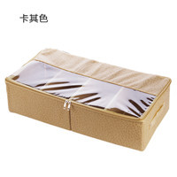 收纳箱透气大容量拖鞋子鞋袋可组合加厚布艺鞋盒储物鞋盒床底靴子|卡其色 61*31*14.5cm