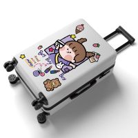 行李箱女学生韩版密码拉杆箱旅行箱箱子高颜值潮流大容量卡通|E-刷卡女孩-白色 20寸(登机用)