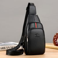 胸包单肩包袋鼠正品假一罚十男士潮流男斜真皮牛皮跨包升级款