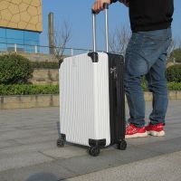 万向轮行李箱大容量密码箱拉杆箱隔层24寸高颜值女学生韩版旅行箱|白加黑撞色拉链款 24寸[适合多人使用]