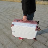 万向轮行李箱大容量密码箱拉杆箱隔层24寸高颜值女学生韩版旅行箱|白加玫瑰金撞色拉链款 29寸[出国搬家使用]