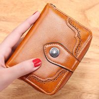 零钱包女式短款小钱包女士两折叠手拿卡包钱夹搭扣软皮夹韩版迷你|211棕色