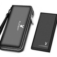 新款男士长款休闲包大容量商务抓包手机包钱夹子包时尚男士手|二件套黑色(手包+长款)