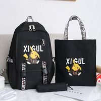 初中学生大容量皮卡丘潮流动漫小学生背包高中帆布书包男女双肩包