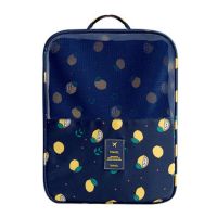 装鞋子的收纳袋旅行神器行李箱鞋袋子神袋鞋包防尘旅游多功能便携|黑丈青色柠檬(43码以下) 套拉杆款防水