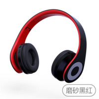蓝牙耳机头戴式无线迷你音乐重低音手机电脑游戏耳麦带收音机 磨砂黑红