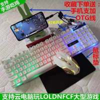 吃鸡神器键盘鼠标手机打字安卓平板云电脑o游戏和平精英cflol套 白色键盘+4D鼠标-彩色灯 2号Type-c插口+礼品