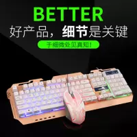 电脑键盘鼠标套装 发光键鼠套装 有线游戏键盘 发光键盘鼠标 [套装]828金属版白色发光
