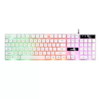 电脑键盘鼠标套装 发光键鼠套装 有线游戏键盘 发光键盘鼠标 [单键盘]R260白色发光