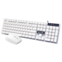 夜光背光键盘鼠标台式笔记本电脑竞技套装有线发光吃鸡机械手感键 特价键盘鼠标套装(不发光)白色