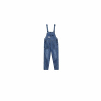 牛仔背带裤女两件套长款宽松休闲裤韩版女士减龄显瘦吊带裤秋装潮 白色T长袖+背带裤 S26