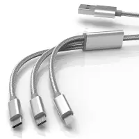 车载充电器闪充三合一汽车充电多功能双usb插头点烟器|[3.1A]单独[极光银1米]一拖三