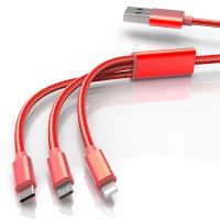 车载充电器闪充三合一汽车充电多功能双usb插头点烟器|[3.1A]单独[中国红2米]一拖三