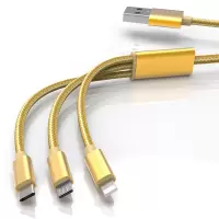 车载充电器闪充三合一汽车充电多功能双usb插头点烟器|[3.1A]单独[土豪金2米]一拖三