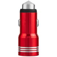 车载充电器手机充电头汽车快充多功能型usb一拖三数据线通用|安全锤车充红色