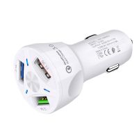 7a车载充电器手机快充汽车充多功能三usb闪充快速点烟器转换插头|7A闪充[白色]