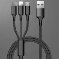 手机车载充电器编织数据线一拖三安全锤多功能车充双usb苹果安卓|一拖三编织数据线黑色
