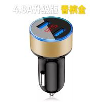 车载充电器一拖二转换插头点烟器数显多功能usb汽车手机快充车充|[4.8A升级版数显版]土豪金 加送[安卓快充线]