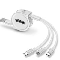 伸缩一拖三小米98note3数据线6手机充电器线红米note7快充mix2s|四色伸缩一拖三白色1.2米