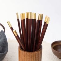 鸡翅木筷子家用实木高档红木5-10双装木质家庭环保快子无漆无蜡筷|红檀木钼金5双