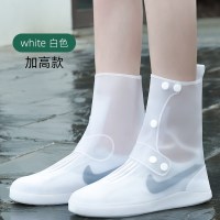 鞋套防水防滑男女雨鞋套加厚耐磨硅胶雨天防雨脚套儿童雨鞋雨靴套|[高筒穿破包换]白色 L