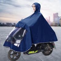 雨衣电动车雨披单人双人雨衣护脸防潮防雨加大加厚雨披成人牛津布|7X单人双帽檐藏青色