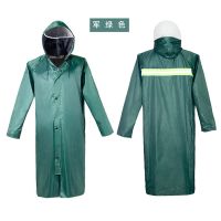 雨衣女男长款加厚雨披连体防暴雨牛津布防水劳保户外徒步旅行保安|普通军绿色 XXL