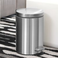 不锈钢垃圾桶家用客厅卫生间脚踏静音创意时尚防指纹圆形垃圾桶