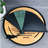 全竹扇子折扇礼品扇工艺扇子竹制雕花镂空夏季折扇中国风古典扇子|绿色葫芦(18cm)