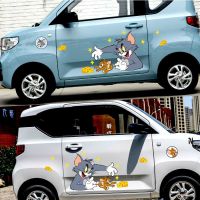 五菱宏光miniev车贴马卡龙车身贴纸车门装饰遮挡划痕汽车拉花贴画|猫和老鼠C款 左右一套