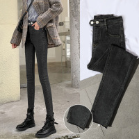 [春节不打烊]烟灰色牛仔裤女裤2022年新款春秋季高腰紧身小脚修