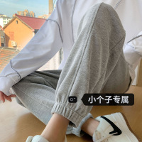[春节不打烊]2022新款束脚灰色运动裤女裤子春秋季外穿束脚裤白