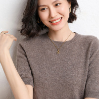 女装2022春夏新款短袖针织衫女t恤纯色圆领打底毛衣背心