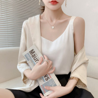 吊带背心女外穿夏季纯色西服内搭缎面v领气质宽松减龄打底上衣