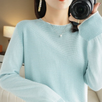 棉线l圆领毛衣女春秋宽松显瘦慵懒风针织衫外穿百搭打底衫线衣
