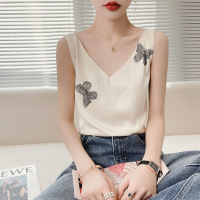 2022夏季新款V领印花字母吊带背心女西装内搭外穿缎面打底衫上衣