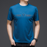 夏季男士圆领短袖t恤22新款韩版潮流冰丝半袖男装宽松薄款运动男