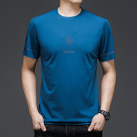 夏季男士圆领短袖t恤22新款日系潮流冰丝半袖男装上衣宽松薄款男