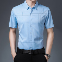 男士短袖衬衫夏季新款韩版休闲印花衬衣男商务修身免烫男上衣