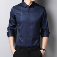 2020春秋款中年男士长袖衬衫男装免烫商务休闲衬衣潮