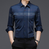 2021秋季新款男式长袖衬衫 弹力免烫修身职业装工装 男士休闲衬t169Nt6