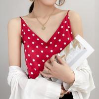 2022春夏波点挂脖吊带型内搭宽松型高丝绿色修身雪纺小背心女