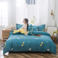 简约小清新纯棉四件套全棉1.8m/2.0m床上用品单人双人床单学生绗缝四季被单被套