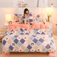 秋冬简约牛奶绒四件套 加厚保暖1.8m/2.0m床被套床单法莱绒1.5米床品套件珊瑚绒四件套